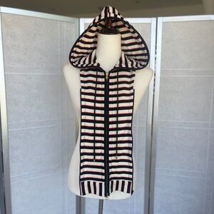 Veronica Beard Creme/Black/Red Striped Hoodie dickey sz O/S